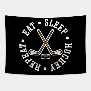 Eat Sleep Hockey Repeat Ice Hockey Field Hockey Cute Funny Tapestry