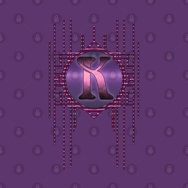 Vintage Retro Burlesque Style Purple K Monogram by designsbyxarah