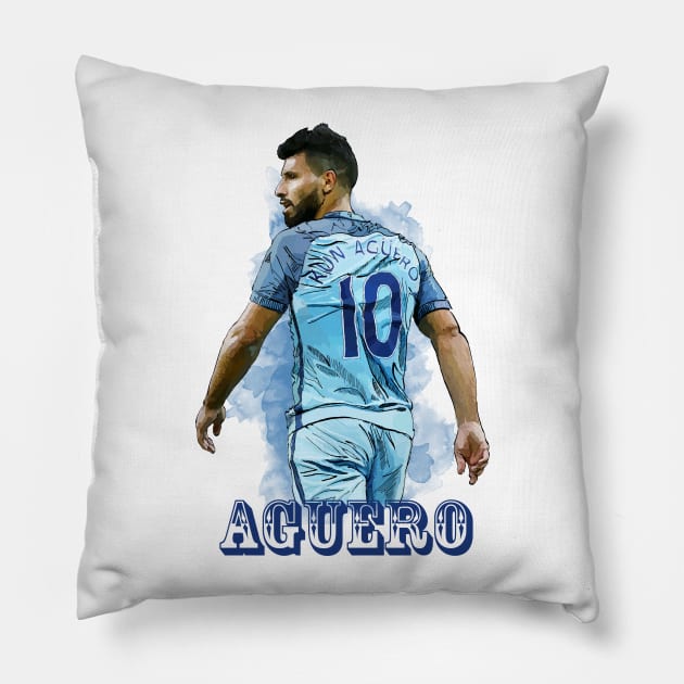 Sergio Kun Aguero Pillow by armaan8014