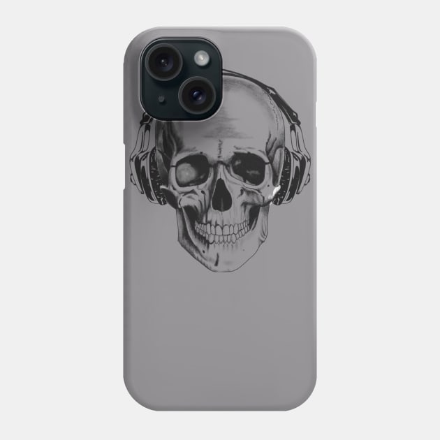 Skull with headphones Phone Case by Rachellily