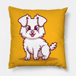 Cute Dog Sitting Cartoon Illustration Pillow