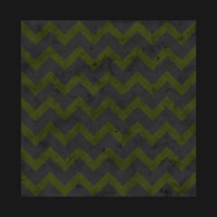 Gray army green vintage chevron pattern lines retro distressed T-Shirt