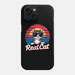 Real Cat Funny Vintage Retro Cat t-shirt for women & Men Cat Phone Case