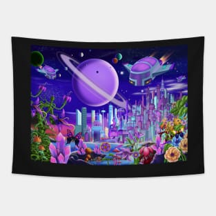 Amazing Cosmic City New Version Tapestry