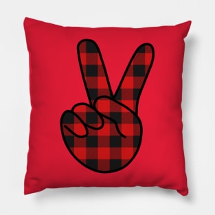 V Sign Plaid Pillow