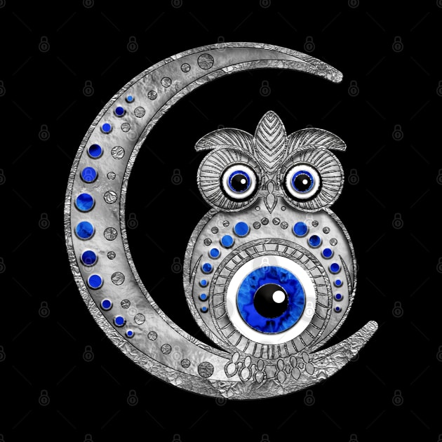 Evil Eye Amulet - Owl on the moon by Nartissima