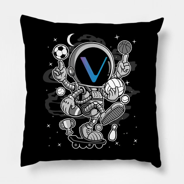 Astronaut Skate Vechain VET Coin To The Moon Crypto Token Cryptocurrency Blockchain Wallet Birthday Gift For Men Women Kids Pillow by Thingking About