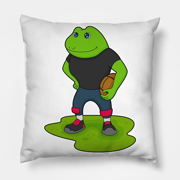 Frog Football player Football Pillow by Markus Schnabel