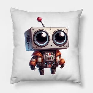 Cute Robot Illustration Pillow