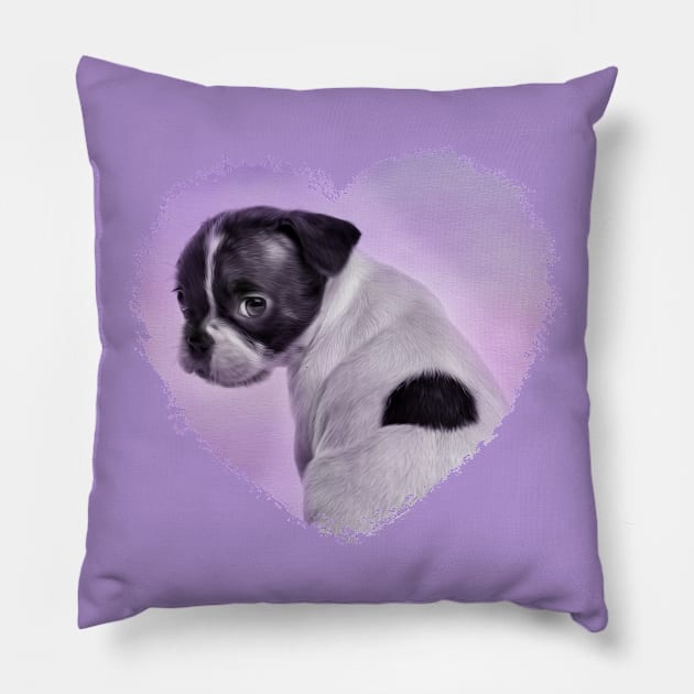 Boston Terrier Puppy Pillow by Nartissima