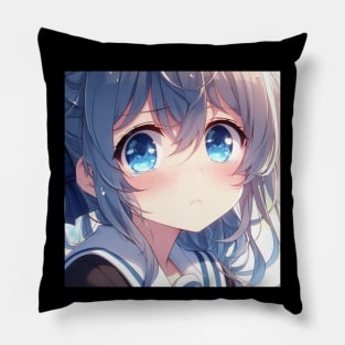 Anime Eyes - Blue and Worried Pillow