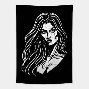 Minimalistic Woman Illustration distressed Tapestry