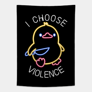 I Choose Violence Neon Funny Duck by Tobe Fonseca Tapestry