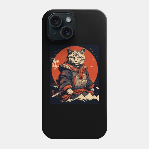 Japanese art Cat Ninja ukiyo-e Anime Stye Samurai Cat Phone Case by Spit in my face PODCAST