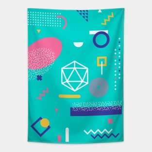 Polyhedral Dice Set Memphis Design Blue Green Teal Tabletop RPG Tapestry