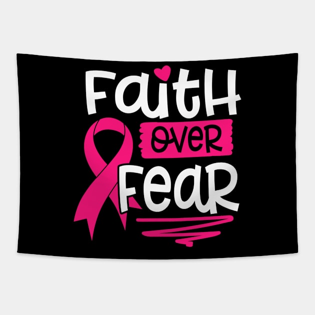 Faith Over Fear, Cancer Awareness, Christian, Faith, Believer, Jesus Christ, Christian Clothing Tapestry by ChristianLifeApparel