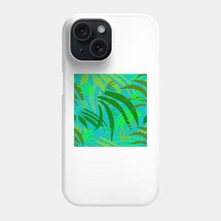 Fronds on Cyan Repeat 5748 Phone Case