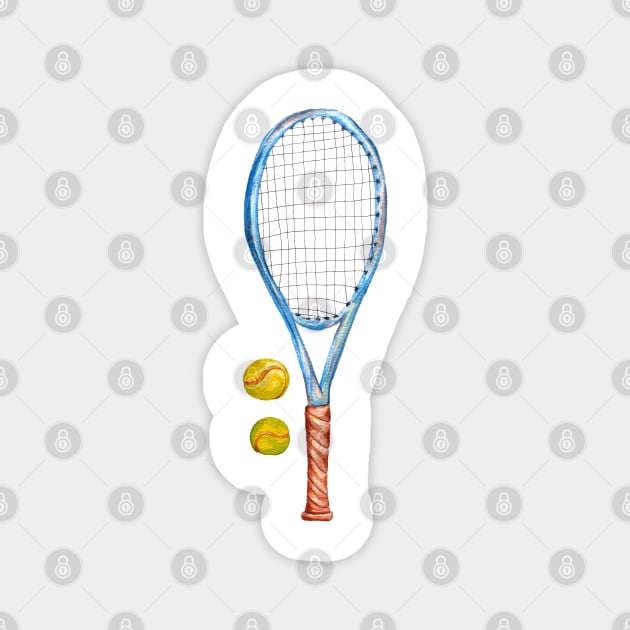 Tennis racket with tennis balls_2 Magnet by lisenok