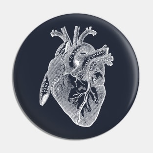 Antique Medical illustration of Human Heart Pin