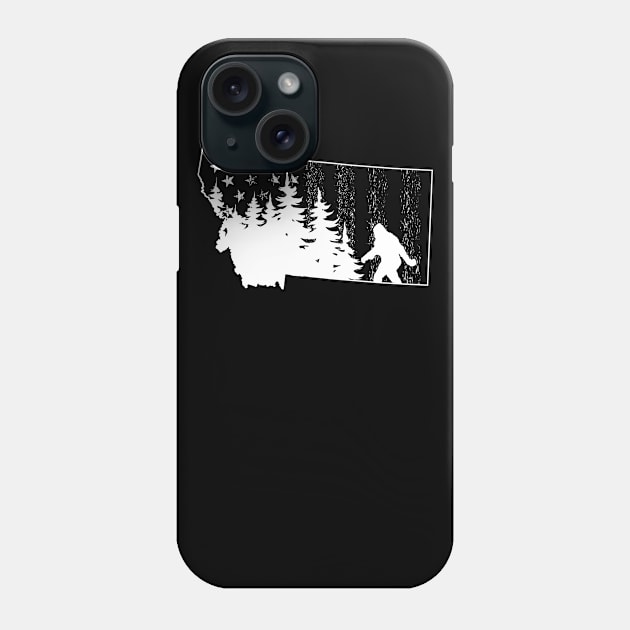 Montana Bigfoot American Flag Phone Case by Tesszero