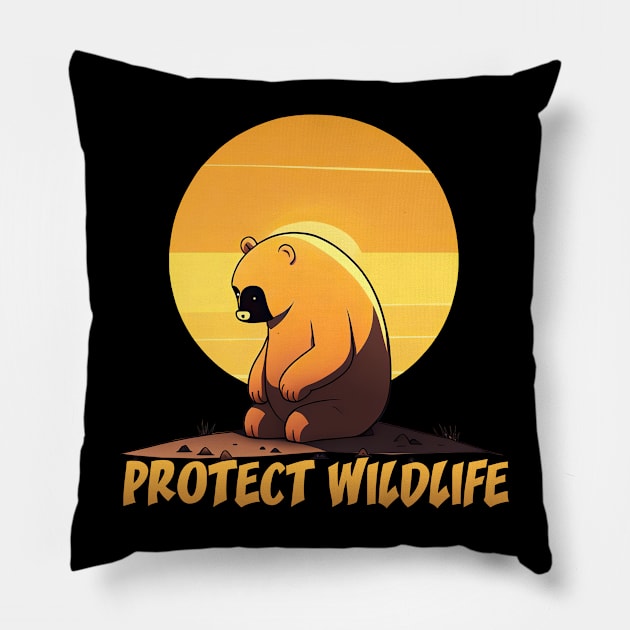 Wildlife - Bear 3 Pillow by i2studio