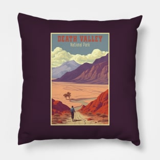 Death Valley National Park Vintage Travel  Poster Pillow