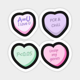 Cute Lovely Laboratory Hearts PCR and Chill Unzip my genes Sticker pack Magnet