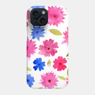 Loose floral pattern - pink and blue Phone Case