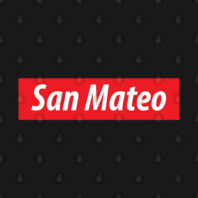 ​'San Mateo' California USA white text on a red background by keeplooping