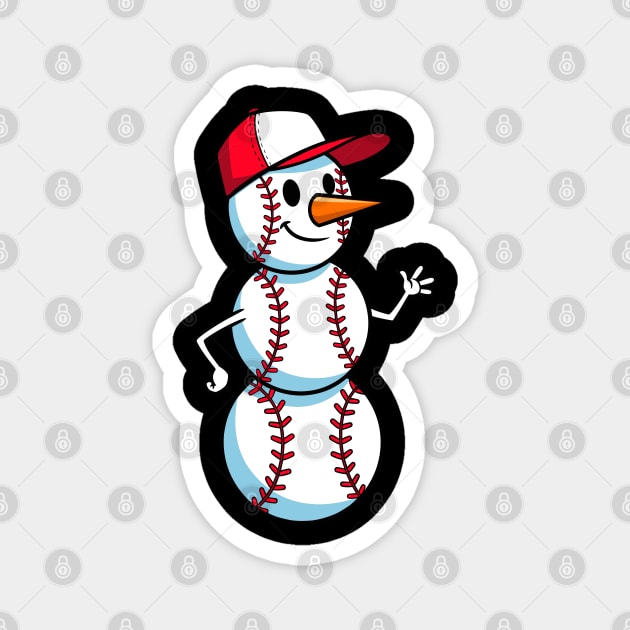 Cute Baseball Snowman Waving Magnet by enrynz