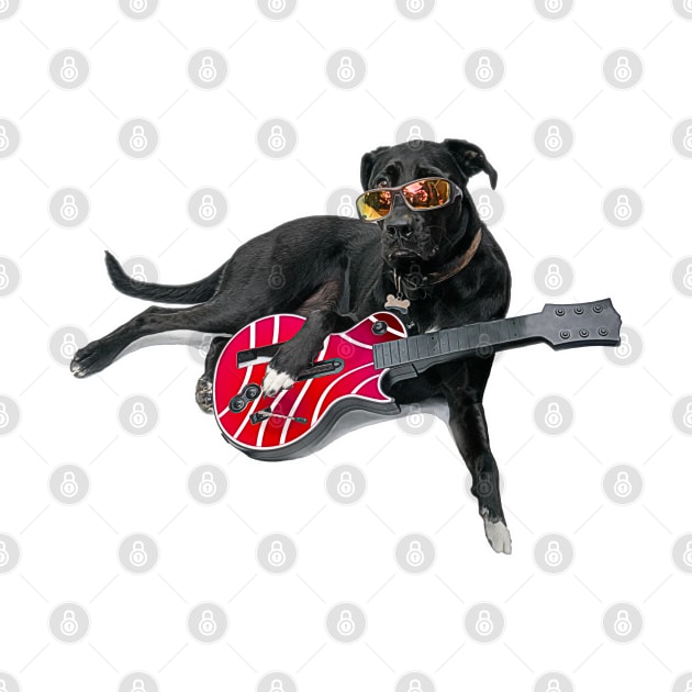 Tucker Rocks - Dog Playing Guitar by Sue Finch Photography and Design LLC