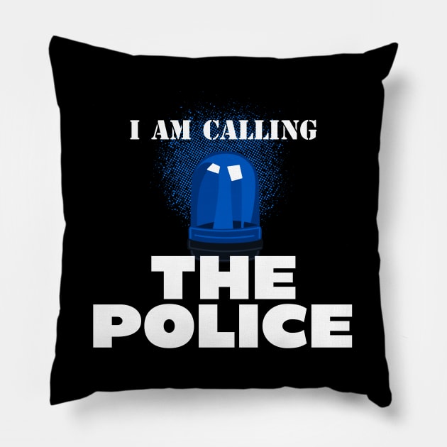 I Am Calling The Police Blue Pillow by szymonkalle