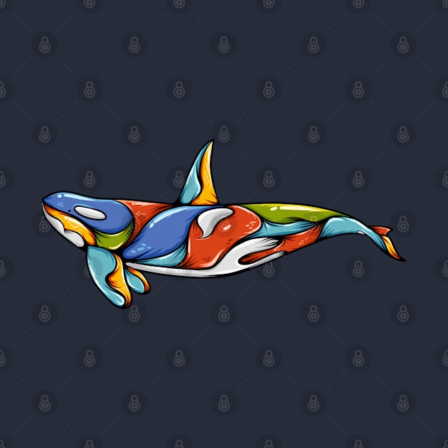 Orca whale colorful by Mako Design 