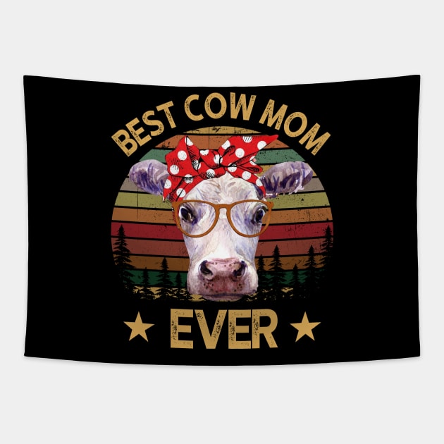 Best Cow Mom Ever Tapestry by gotravele store