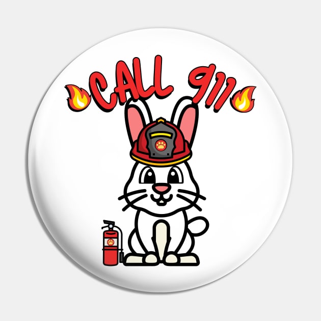 Cute Bunny is a firefighter Pin by Pet Station
