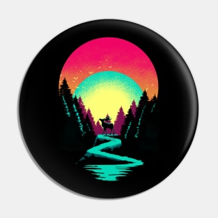 Forest Animal - Raindeer Vintage Pop Art Color Pin