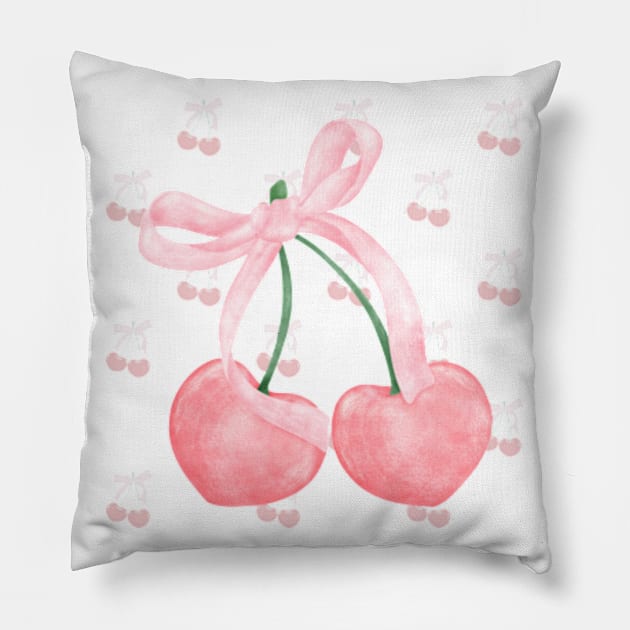 Coquette Cherries Pillow by HoldenFamilyDesigns