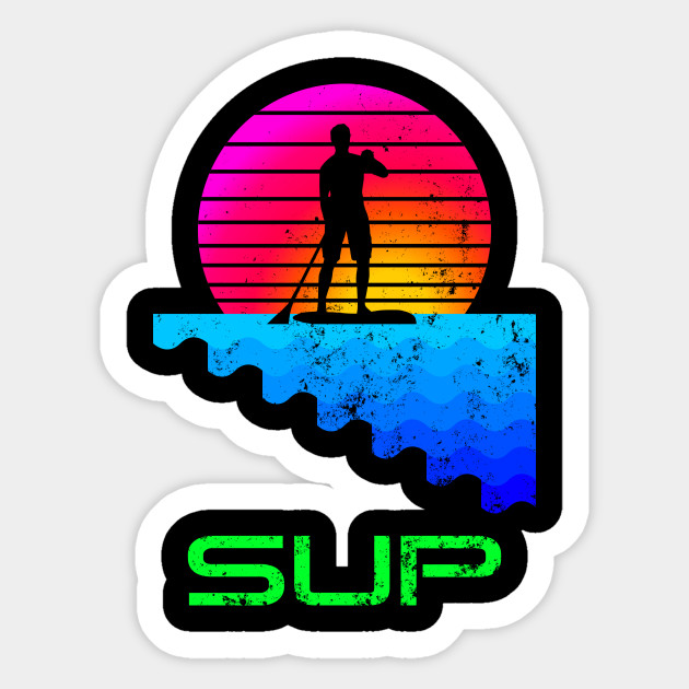 Retro Stand Up Paddle Boarding Sup Stand Up Paddle Board Sticker Teepublic