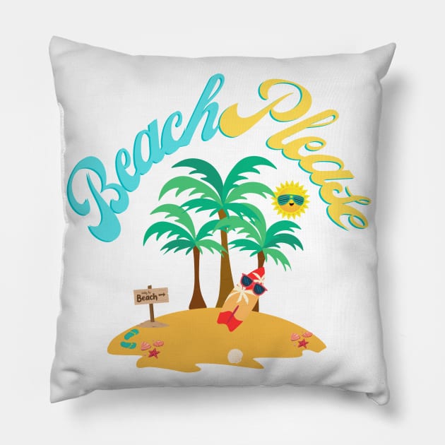 summer beach please Pillow by Cylien Art