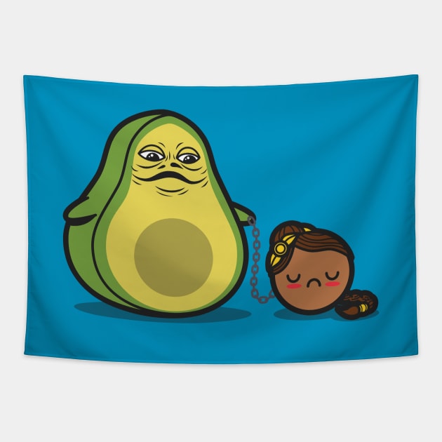 Cute Kawaii Avocado Guacamole Science Fiction Funny Parody Tapestry by BoggsNicolas