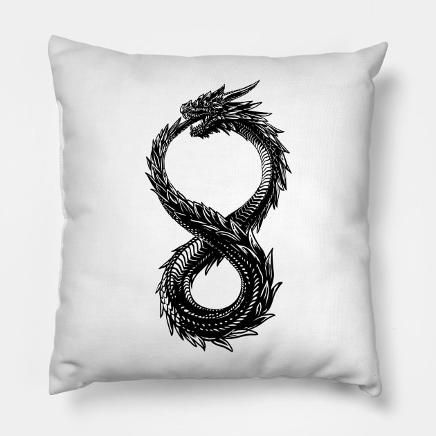 dragon ouroboros Pillow by Lab7115