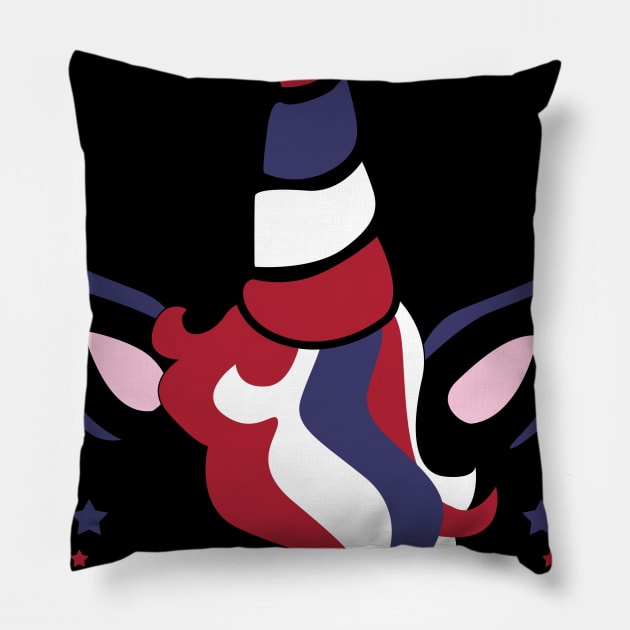 American Unicorn US Flag Cute Patriotic 4th of July Pillow by Simpsonfft