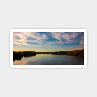 Sunset on the lake. Realistic illustration Magnet