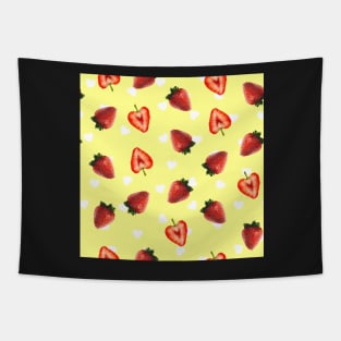 Strawberries yellow hearts Tapestry