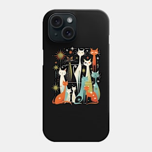 Mid Century Modern CAT Intricate Inlays Phone Case