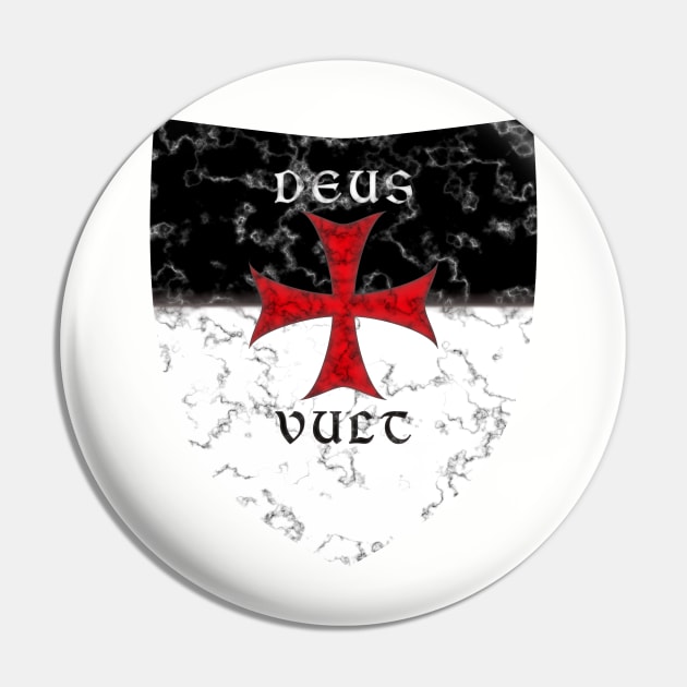 Deus Vult Crusader Cross in Marble Pin by SolarCross