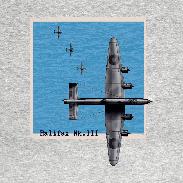 Discover Halifax Mk.III WW2 bomber airplane over the sea - Halifax Bomber - T-Shirt