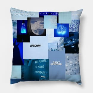 blue aesthetic collage Pillow