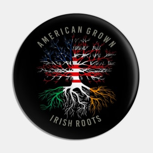 American Grown Irish Roots USA Ireland Flag Heritage Tree Pin