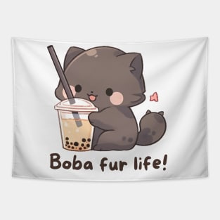 Boba Cute Shirt Cat Boba Shirt Bubble Tea Gift for Cat Mom Kawaii K-Pop Shirt For Boba Lover Funny Cat Mom Apparel Tapestry